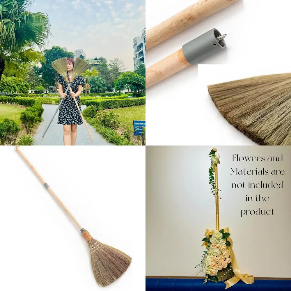 

Durable Wooden Vietnamese Broom with Long Handle for Indoor & Outdoor Cleaning, 9.84 Wide, 47.44 Long, Ideal for Weddings