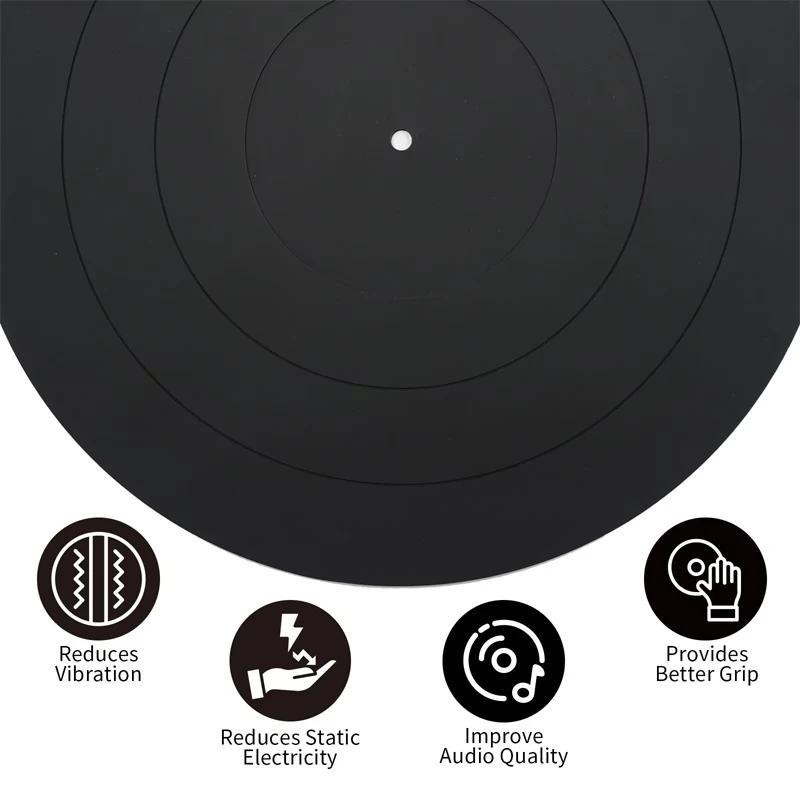 12in Anti-vibration Anti-static Silicone Pad Rubber LP Antislip Mat for Phonograph Turntable Vinyl Record Players Accessories