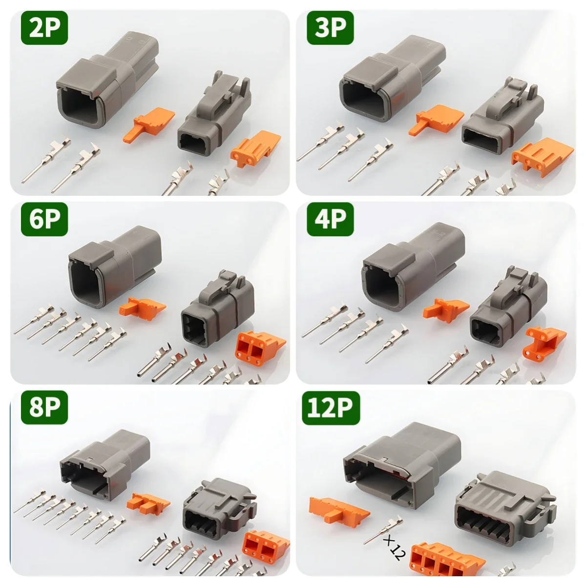 

5/20/100 Sets 2-12 Pin Way Deutsch DTM Series Connector 2P 3P 4P 6P 8P 12P Male Female Docking Harness Plug DTM04-2P DTM06-2S