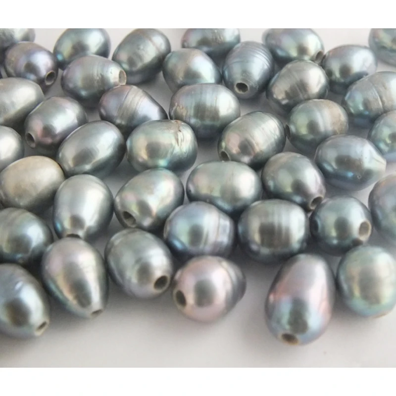 

200pcs/lot 9-10mm 2mm Big Hole Peacock Rice Loose Freshwater Pearl Beads