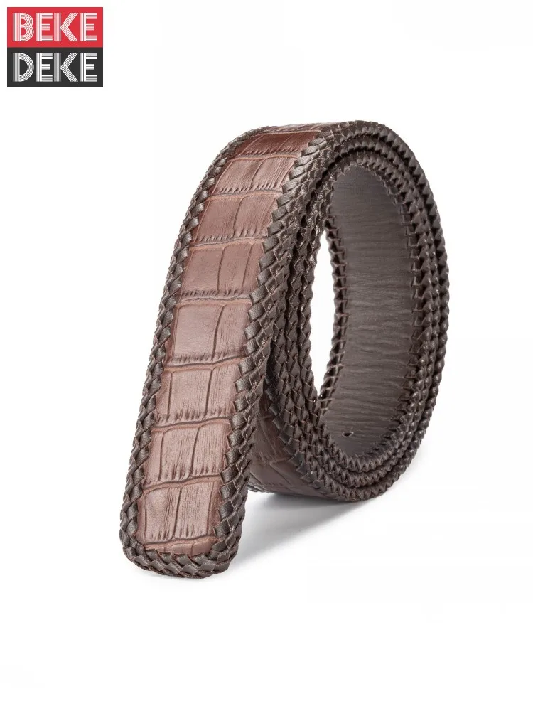Male Casual Handmade Cowskin Genuine Leather Belt Classic Fashion Personality Crocodile Grain Mens Versatile Waistband For Pants