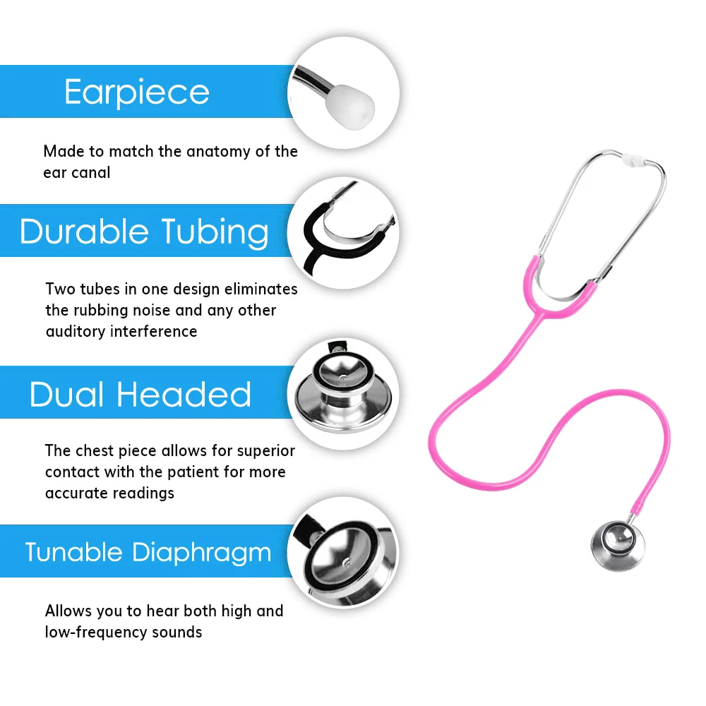 Portable Dual Head Stethoscope Doctor Cute Estetoscopio Professional Cardiology Medical Equipment Device for Student Vet Nurse