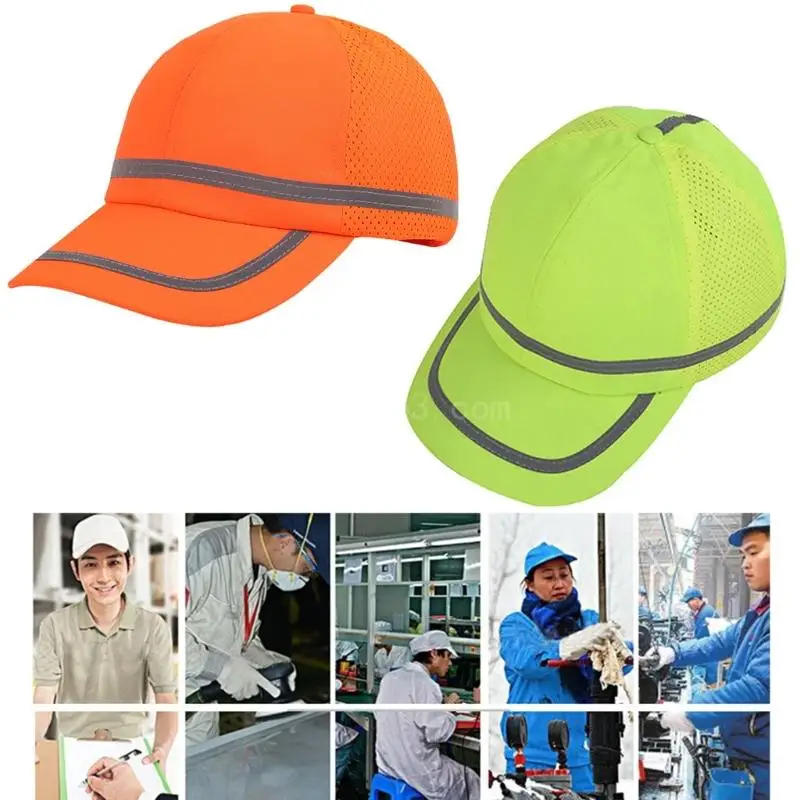 Reflective Stripe Baseball Cap for Sanitation Workers Improve Visibility Baseball Hat Summer Sun Protections