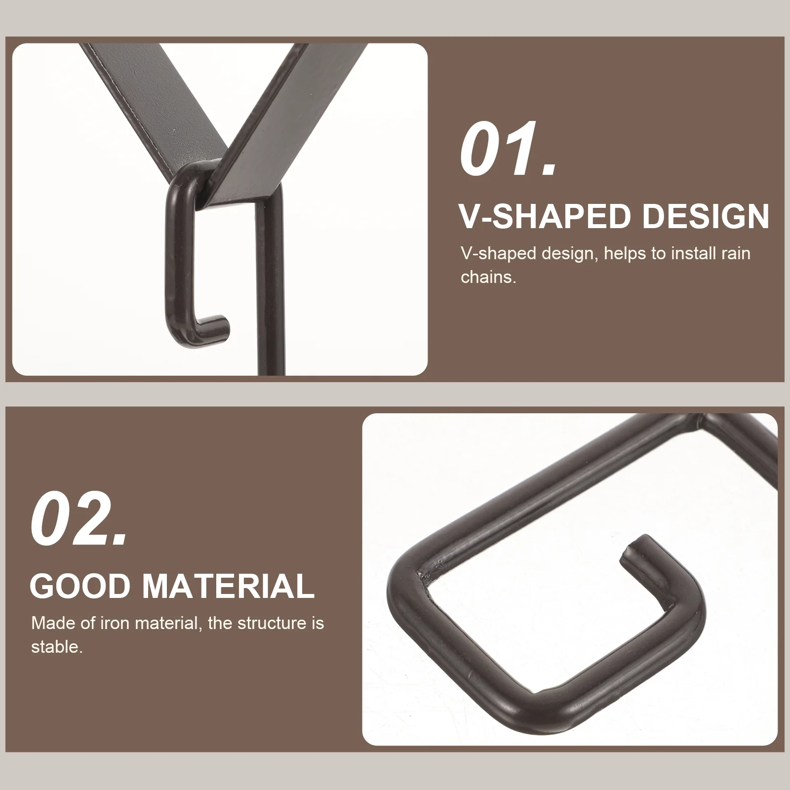 Rain Chain Hook Decorative Drainer Replacement for Chains Parts Fitting Gutter Adapter Iron Cup Black Hooks