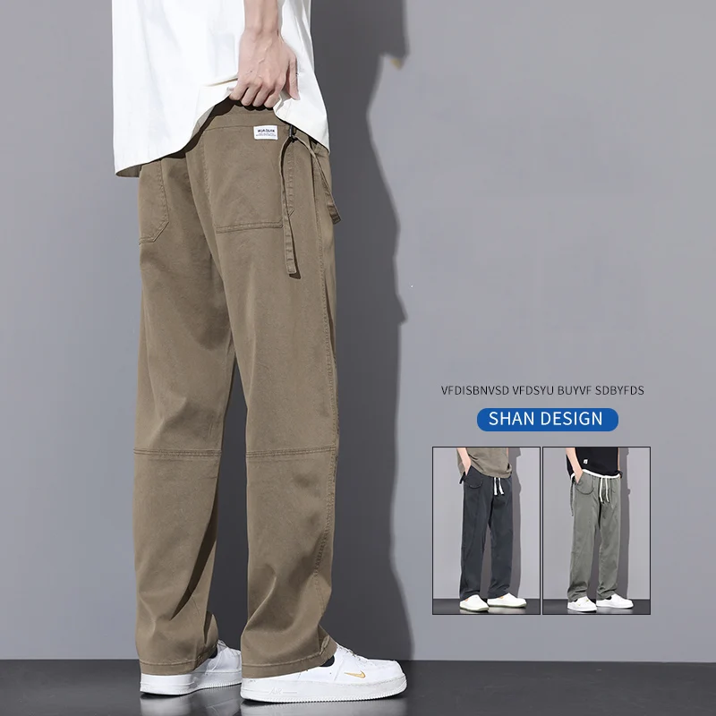 

Men's American High Street Casual Pants Men's Lyocell Washed Retro Loose Straight Leg Wide Leg Floor Dragging Casual Pants