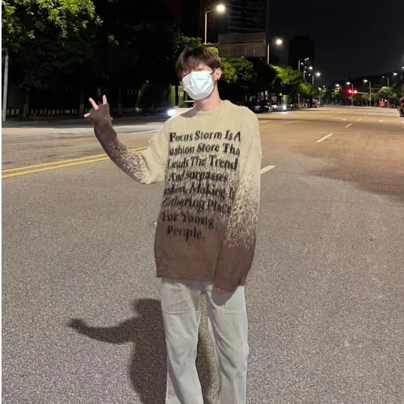 

Men's Oversized adient Faux Fur Knitwear round Ne Casual Leisure Sweater Autumn Winter Warm Soft Comfortable Wool Blend