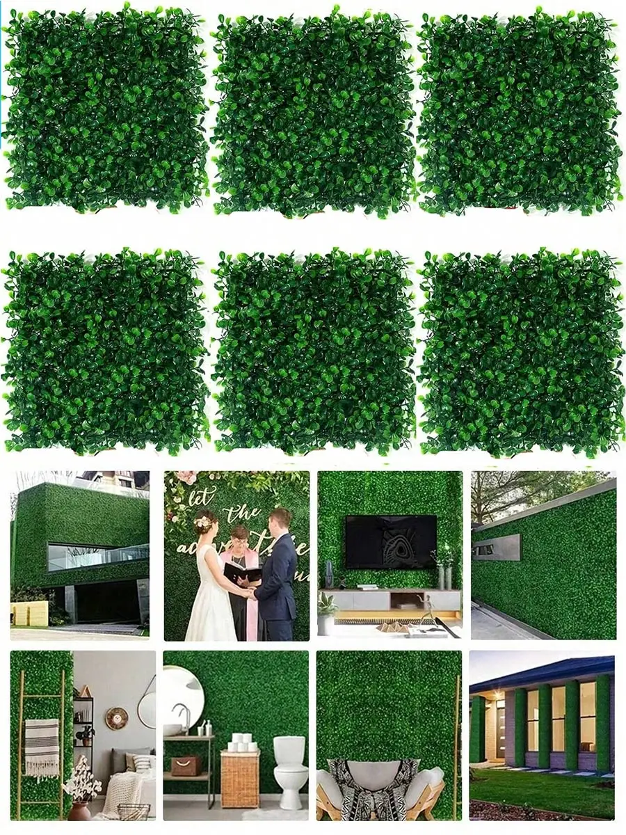 10 Stück künstliche Pflanzen Gras Wandpaneel Buchsbaum Hecke Grün UV-Schutz Grün Dekor Privatsphäre Zaun Hinterhof Bildschirm Hochzeit – Detail 1