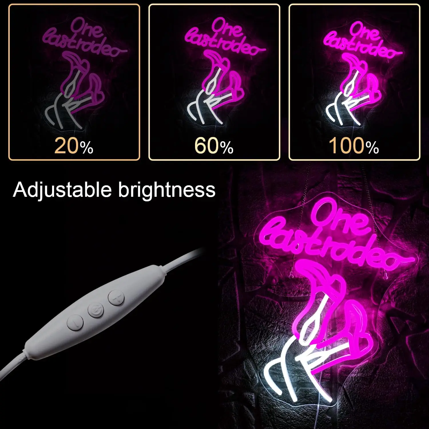 One Last Rodeo Neon Sign Cowboy Boots Dimmable Cowgirl for Wall Decor Connectivity Via USB Licked Neon Light for Bedroom Home Ba