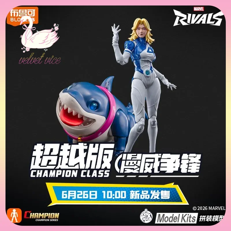 Original Blokees Marvel Rivals Champion Class - Invisible Woman & Jeff The Land Shark Model Kits Ornament Collect Toys Boy Gifts