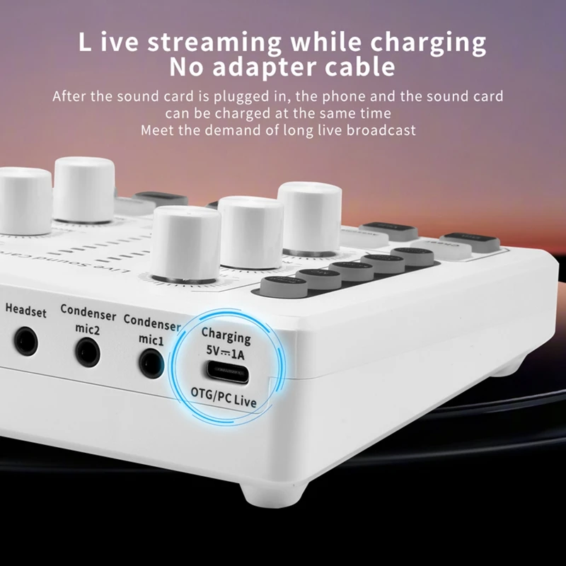 Live Sound Card Plastic M8 Wireless Bluetooth Audio Mixer Digital Mixer Noise Reduction Live Streaming Broadcast Podcasting