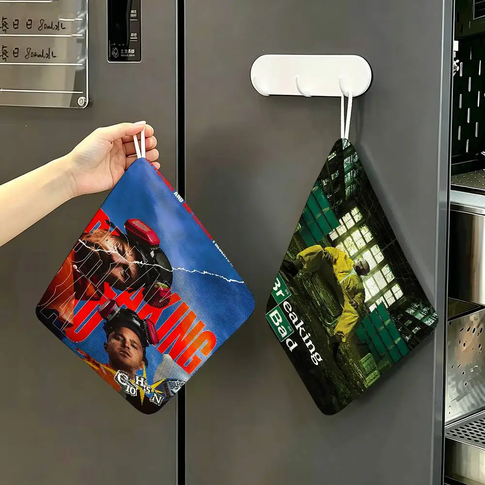 Movie B-Breaking Bad Polyester Cotton Hanging Kitchen Towel, Skin Friendly Hand Wiping Towel for Hotel Cafe Household