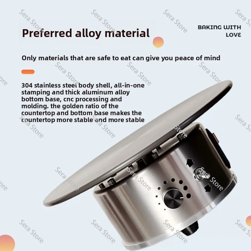 12Inch 220V Electric Rotating Cake Turntable Aluminum Alloy Non-Slip Base Baking Stand for Frosting Icing