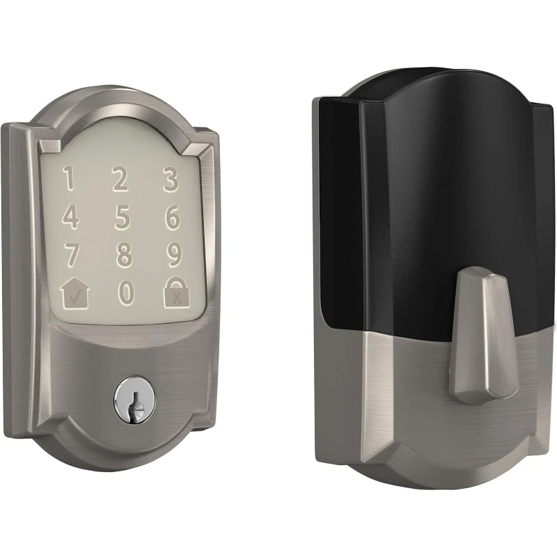 Schlage Encode Smart Wi-Fi Deadbolt with Camelot Trim in Satin Nickel