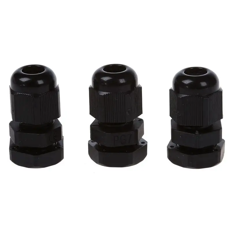 90 Pcs PG7 Waterproof Connector Gland Black For 4-7Mm Diameter Cable