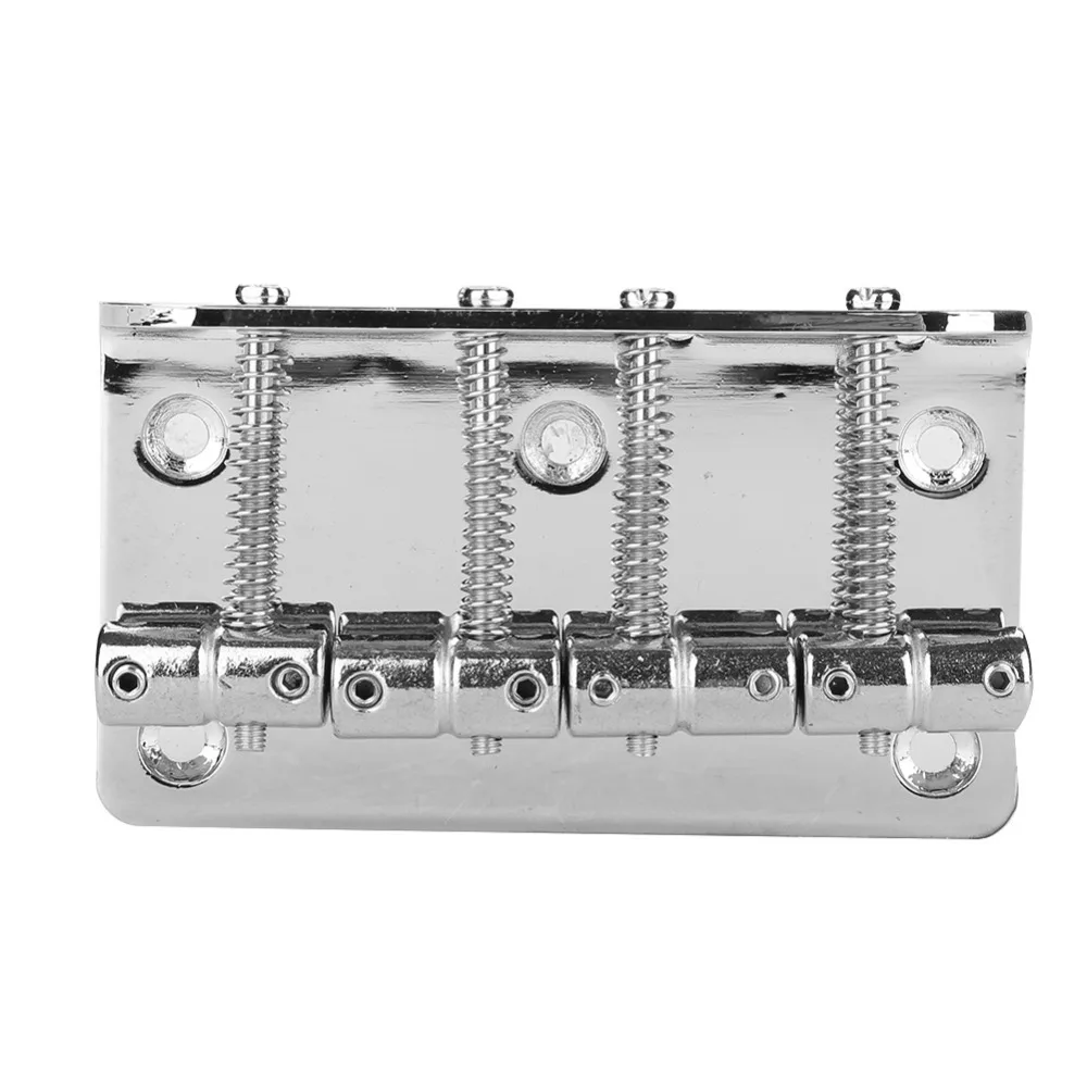 Metal Electric Bass Bridge 80mm Width Silver/Black 4 String Hardtail Bridge Bass Bridge Replacement Bass Guitar Replacement