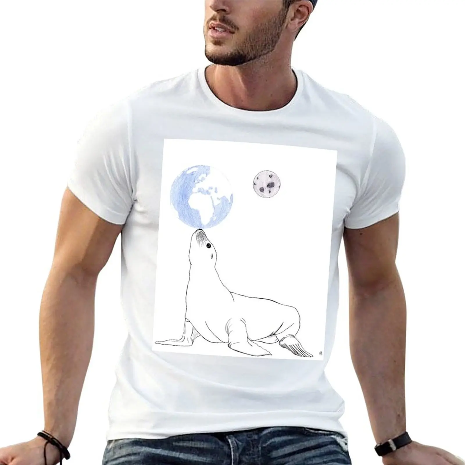 

the sea lion and the world T-Shirt man t shirts high quality luxury brand anime t shirts for man T-Shirt