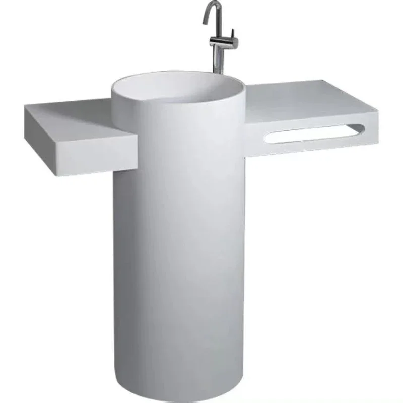 

Customized Artificial Stone Integrated Floor-Type Pedestal Basin Table Top Wash Basin Square Vertical Wash Basin Hotel