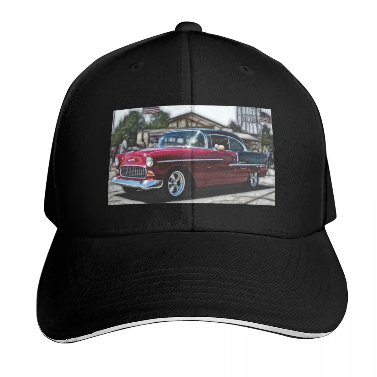 

Double Nickel,......55 Chevy, car show OKC,USA Baseball Cap Sun Hat For Children Ball Cap Luxury Hat For Men Women's