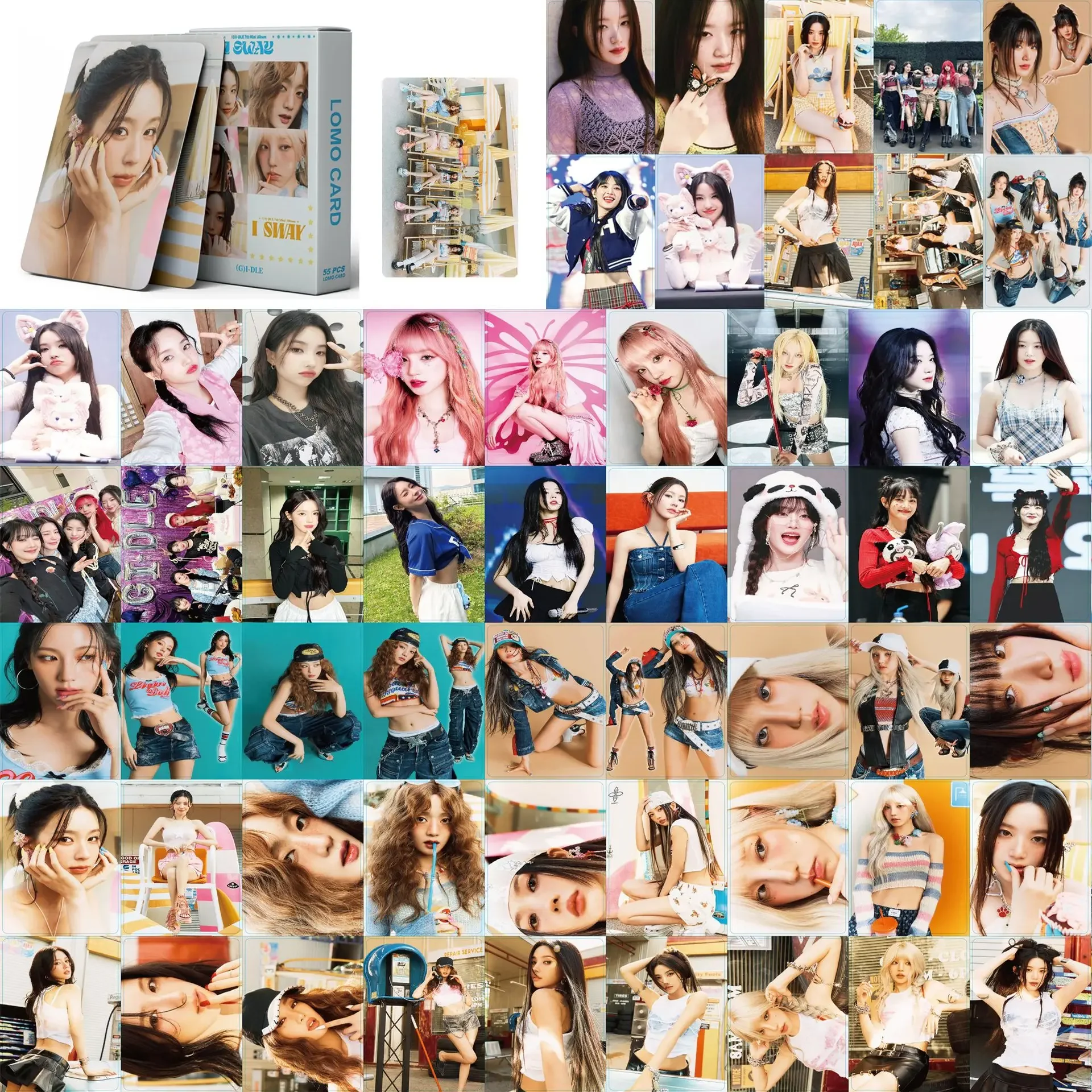 55Pcs/Set Kpop Idol (G)I-DLE Series New Album I SWAY HD Printed Photocards YuQi Minnie SoYeon ShuHua MiYeon Lomo Cards Gifts image 2