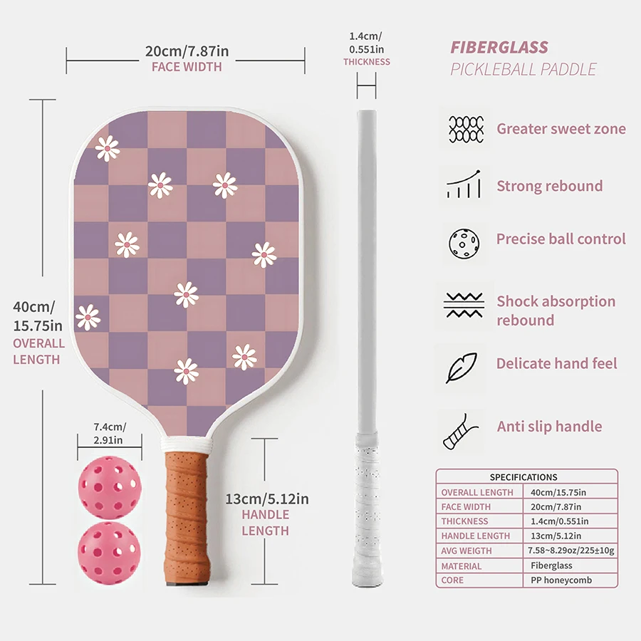 Pickleball Paddle Set with 2 Balls Trendy Pattern Pickleball Paddle Set Lightweight Pickleball Racket for Adults & Beginners