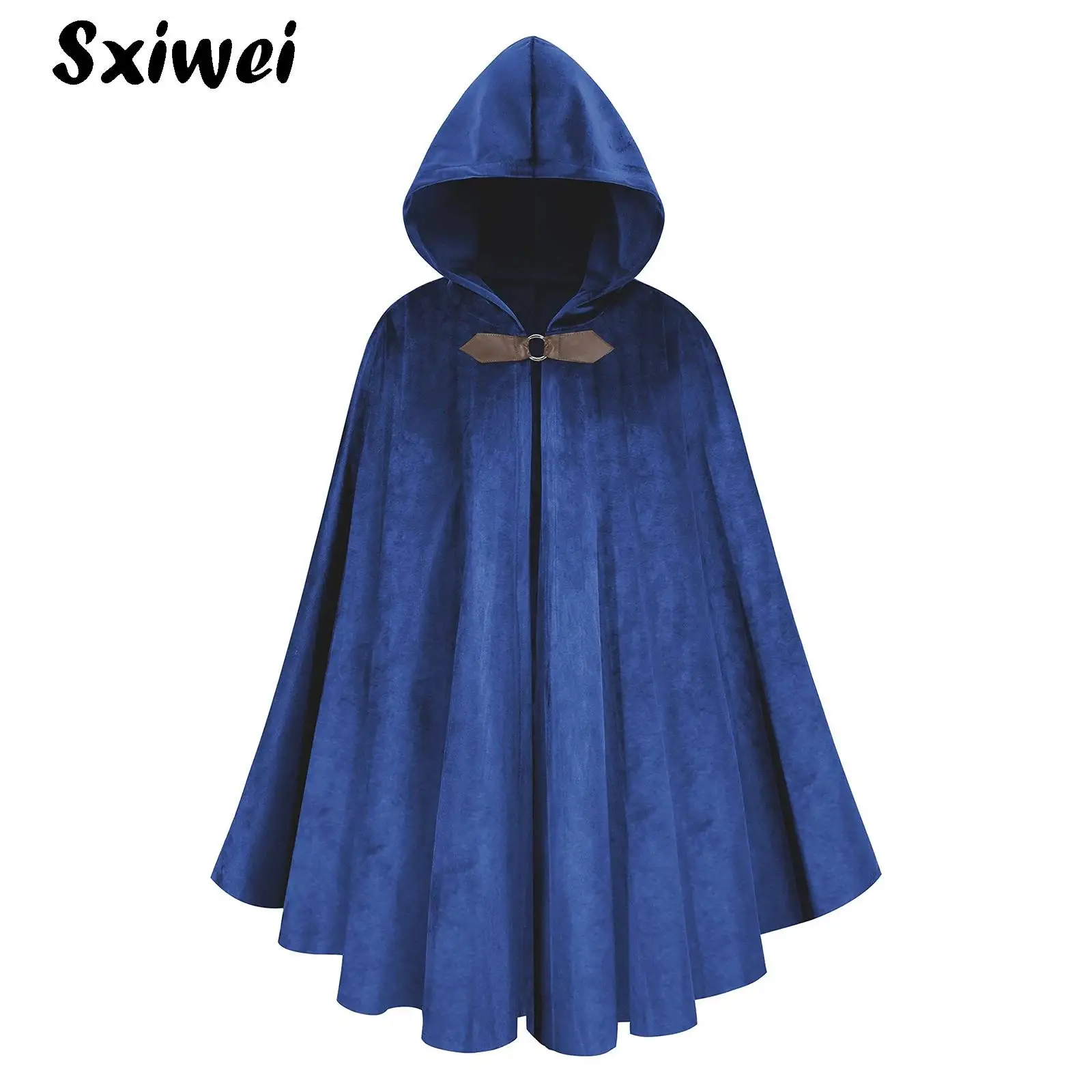 

Kids Medieval Hooded Cape Halloween Velvet Cloak Cape Girls Boys Renaissance Knight Costume Witch Wicca Vampire Cosplay Dress Up