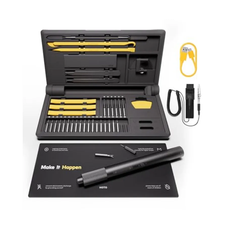 

Precision Screwdriver Set 110° Upright Workpad Mini Electric Screwdriver with Charging Dock 0.05/0.2 N·m Torque LED Light 26 Bi