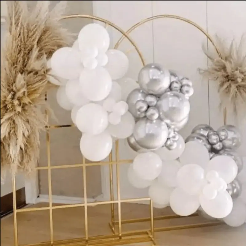 2PCS Big Base Metal Frame Flower Arch Welcome Banner for Wedding Backdrop Decoration Birthday Stage Anniversary Balloons Stand