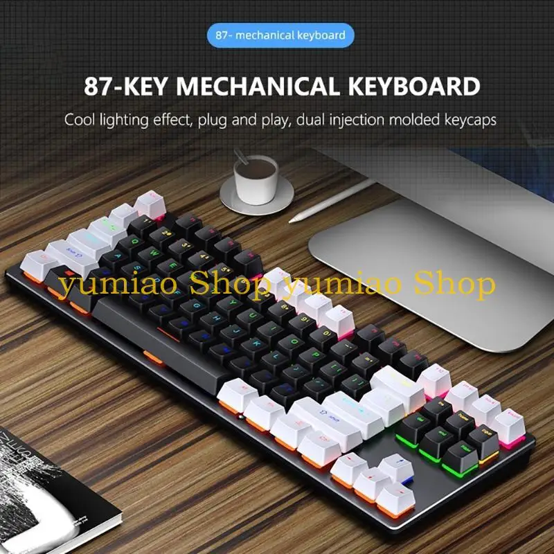 587B CrackK550 87Key USB Backlit Green/Red Gaming Real Mechanical Keyboard