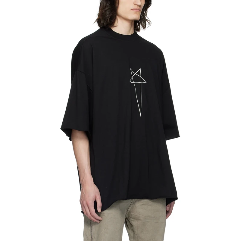 

Мужская свободная футболка оверсайз с узором в виде пяти звезд, с короткими рукавами и манжетами - RO Sle Casual Youth Summer Fashion