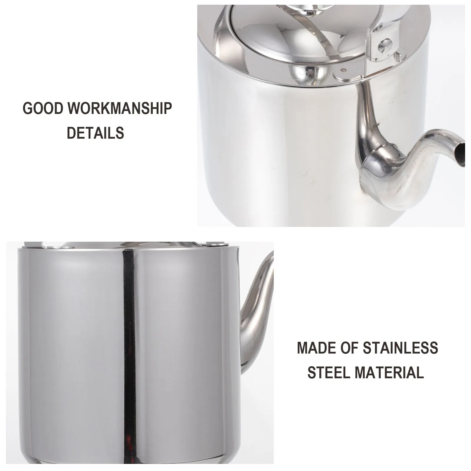

1Pcs Stainless Steel Water Kettle High Capacity Thickened Camping Tea Kettle Durable Fast Boiling Silver High Capacity Teakettle