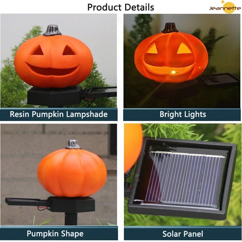 Halloween Solar LED Light Solar Pumpkin Light Outdoor Waterproof Solar Lawn Lamp for Festival Holiday Garden Decoration Lighting