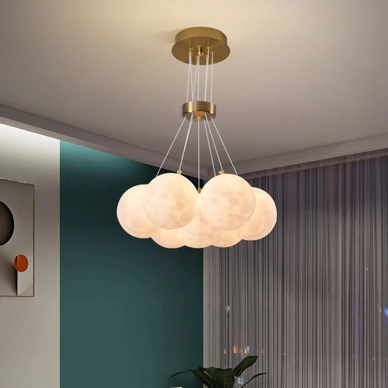 Moderne 3D Mond Anhänger Lampe Atmosphäre Wohnzimmer Kronleuchter Lampe Nordic Kreative Esszimmer Küche Restaurant Schlafzimmer Lampe