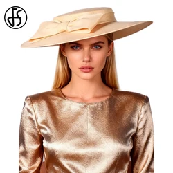 FS Brede Rand Fascinators Hoeden Zwarte Strik Kentucky Derby Hoed Voor Vrouwen Zomer Zonnescherm Thee Party Bruiloft Cap Sombrero Mujer