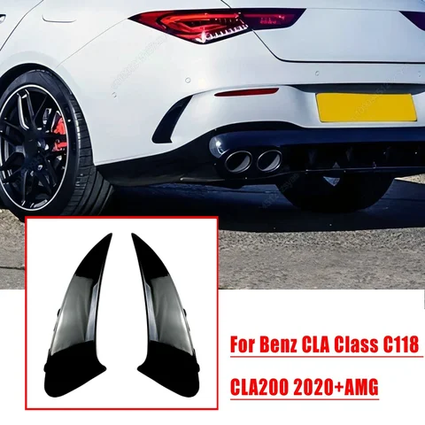 메르세데스 벤츠 CLA-클래스 C118 CLA35 CLA45 AMG 2019+ 차량용 리어 범퍼 스포일러 에어 벤트 커버 글로스 블랙 카본 루프