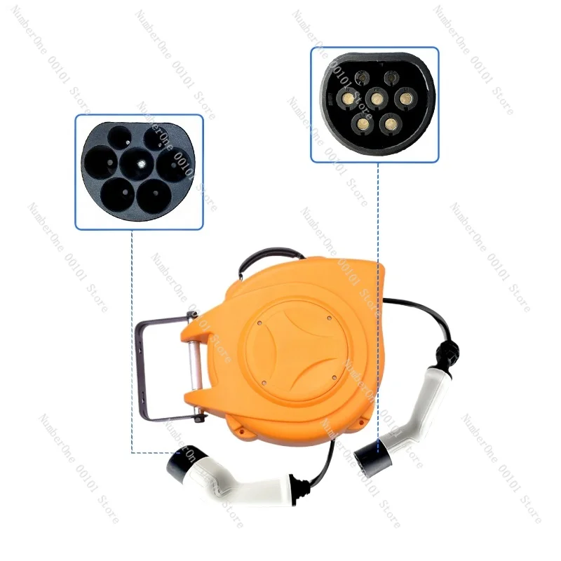 16A 32A Type 2 EV Charging Socket Inlet Retractable Cable Reel EV Cord Reel Electric Car Reel