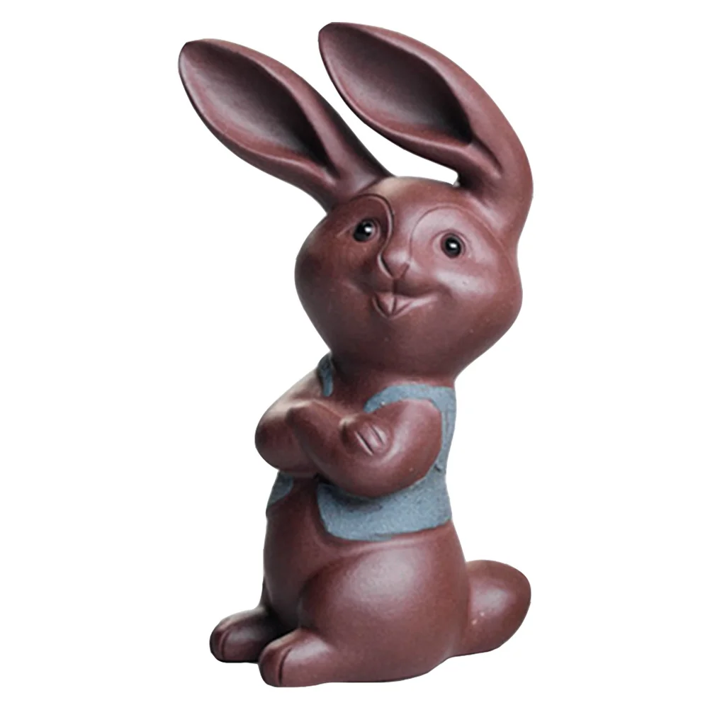 

Red Stoneware Rabbit Tea Pet Adornment Creative Design Compact Lightweight Decoration for Study Car Desktop Chinese Tea Ceremony