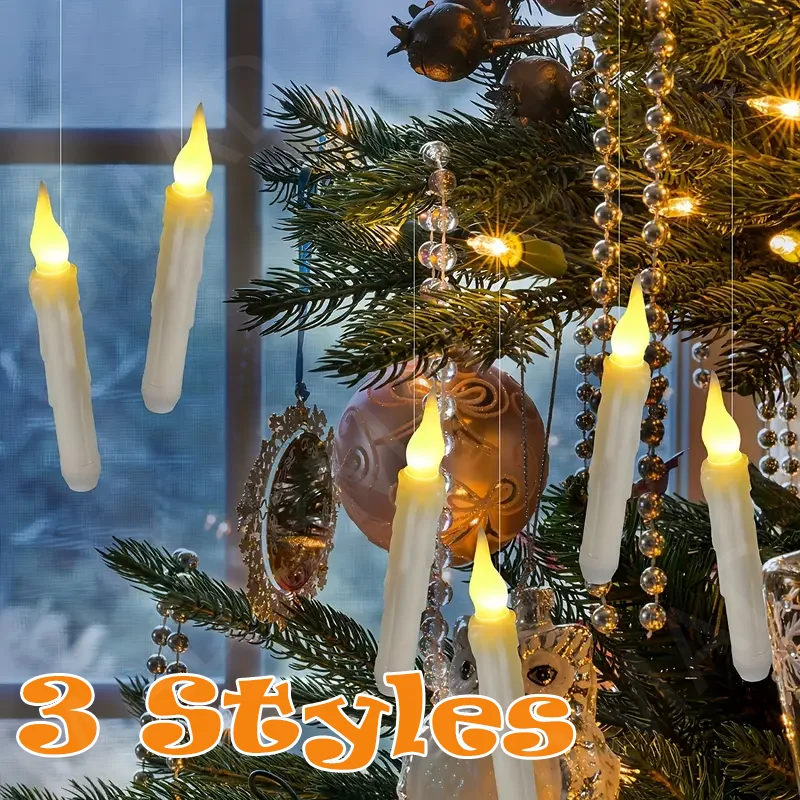  3Styles LED Flameless Candles Remote Control Floating Candles for Christmas Party Church Halloween Home Decor
