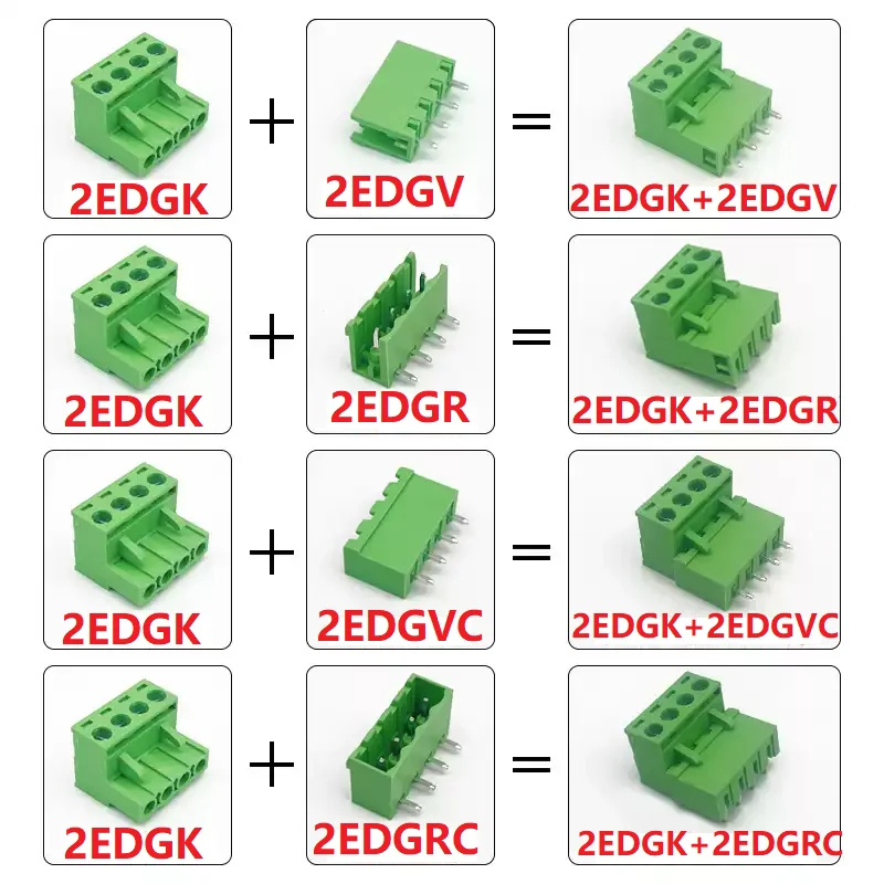 10PCS 4pin 2EDGR 2EDGV 2EDGK 2EDGRC 2EDGVC 5.08 4P Pluggable PCB Header Terminal Block Connector