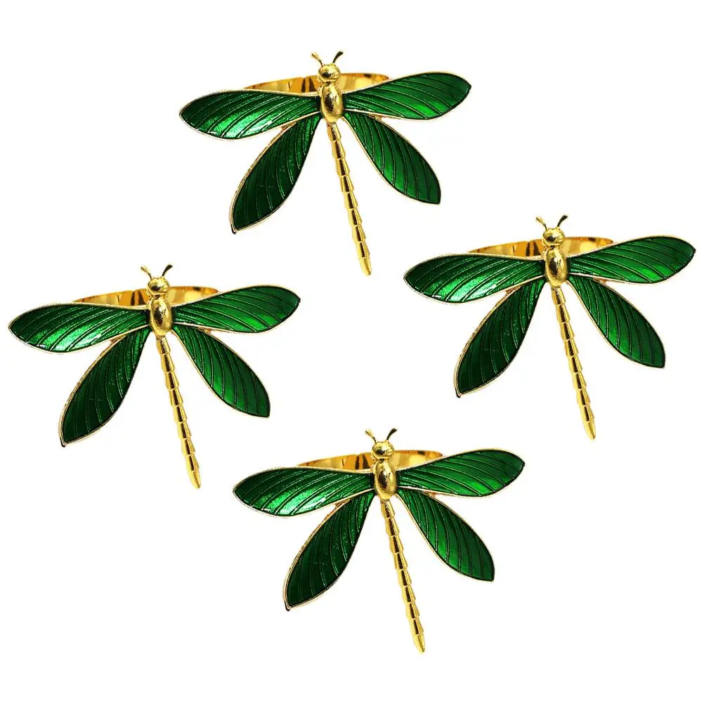 

4 Pcs Dragonfly Napkin Buckles Creative Napkin Buckles Metal Decorative Rings for Party Christmas Home Dining Decors Gifts