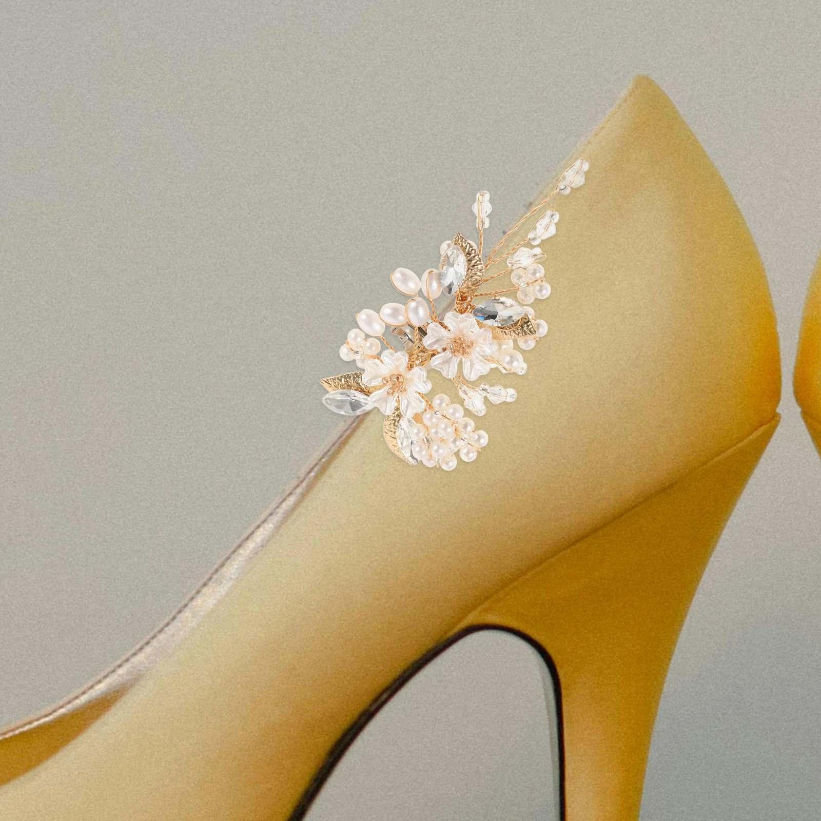 

2pcs Pearl Flower Clips Wedding Bridal Accessories Decorative Decorations Fake Pearl Embellishments Buckles For Pumps Heels