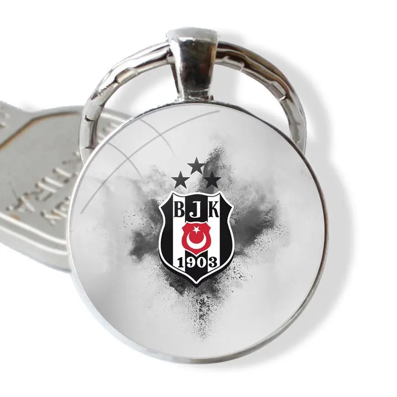 Turkey Besiktas Football 25mm Glass Cabohcon Keychain Key Rings for Women Men Jewelry Gift