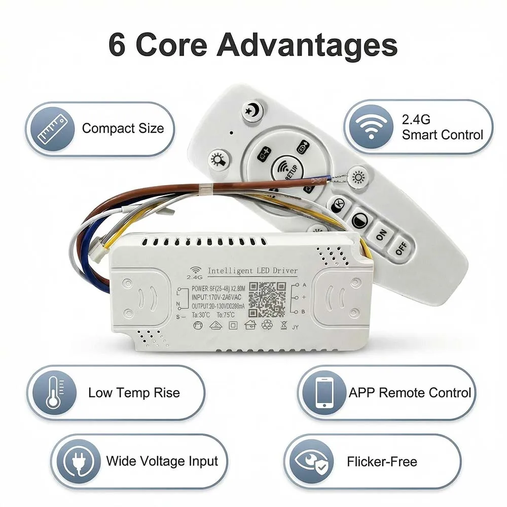 2.4G LED Drive Lntelligent  Remote Control Power  (12-24W)X2 (40-60W)X2 (50-70W)X2  For Dimmable Color-Changeable Chandelier