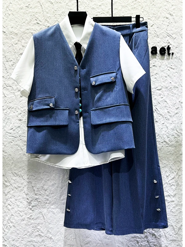 

Новый роскошный модный комплект из жилета и широких брюк для мужчин: индивидуальный дизайн, трендовая осенняя одежда для молодежи