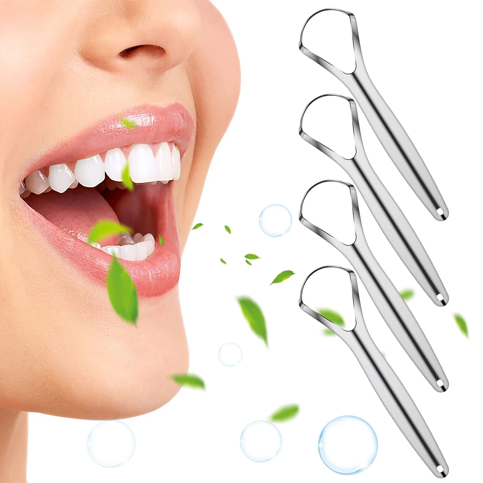 

4Pcs Tongue Scraper Stainless Steel Tongue Cleaners Wide Head Tongue Cleaner Tool Reduce Bad Breath Tongue Scraper for family