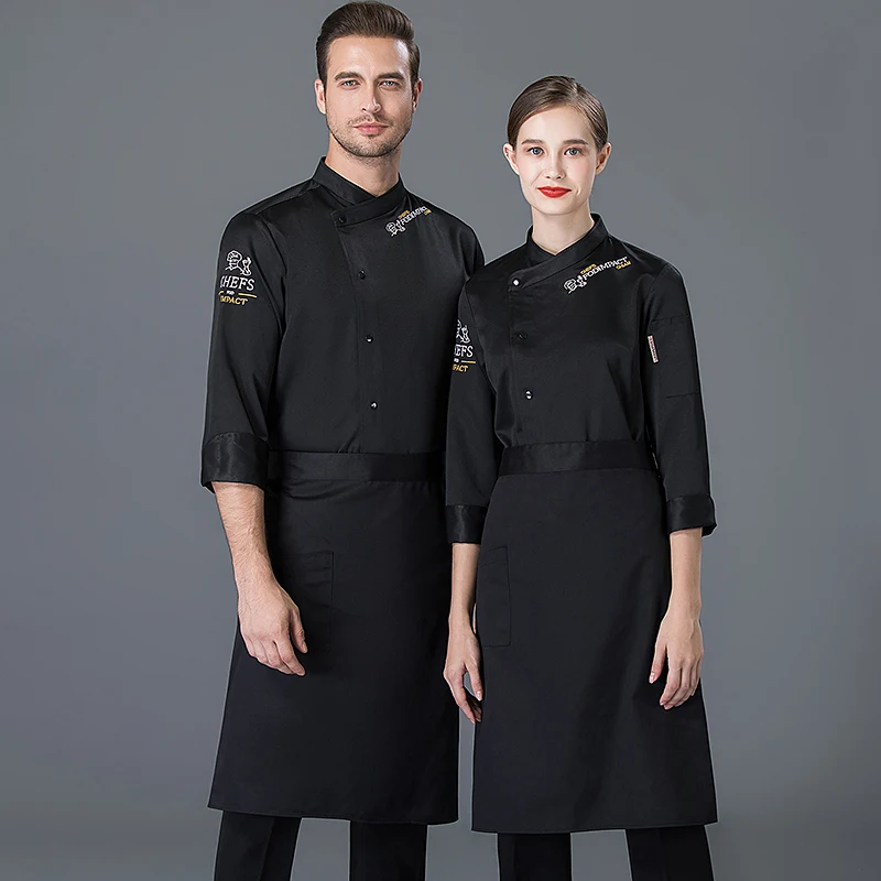 Chef-Kok Uniform Mannen Jas Kookkleding Keuken Shirt Serveerster Food Service Hotel Fastfood Hot Pot Cake Winkel Jas Custom Logo