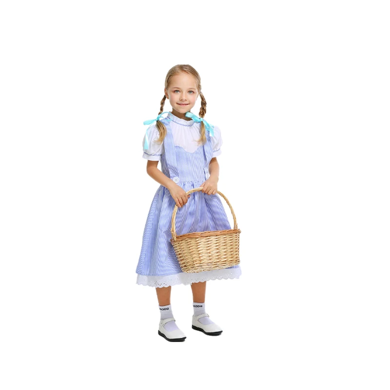 

2024 Womens Wizard Of Oz Fairy Costumes Fairytale Character Blue Gingham Dress Outfit Carnival Suits For Girls Kids S M L Xl