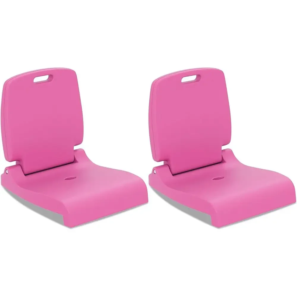 Portable Folding Pool Seat with Back Support and Handles, Ideal for Outdoor, Camping, Stadium, Fishing, Boats, Beach (Pink, 2-Pa