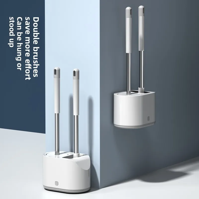 

Новая модель щетки для унитаза двойного назначения, силиконовая щетка для унитаза, щетка с жесткой щетиной, креативная двойная насадка для чистки.