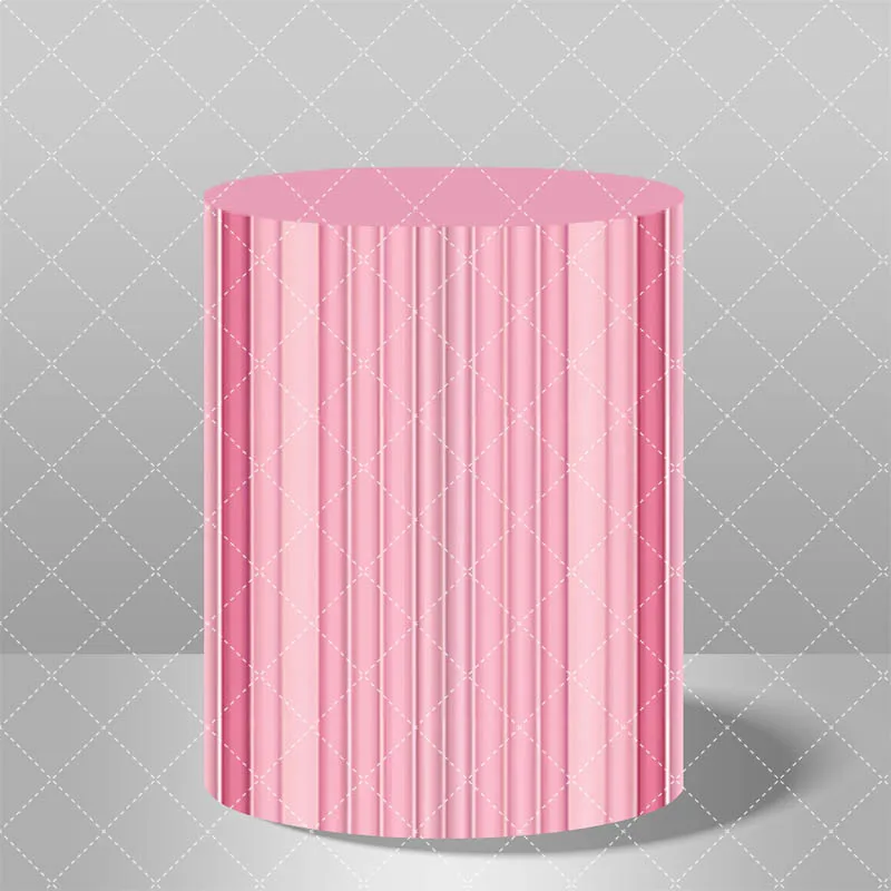 Mehofond Stripe Cylinder Cover Background Pink Blue Green Kid Birthday Wedding Baby Shower Portrait Cake Plinth Elastic Backdrop