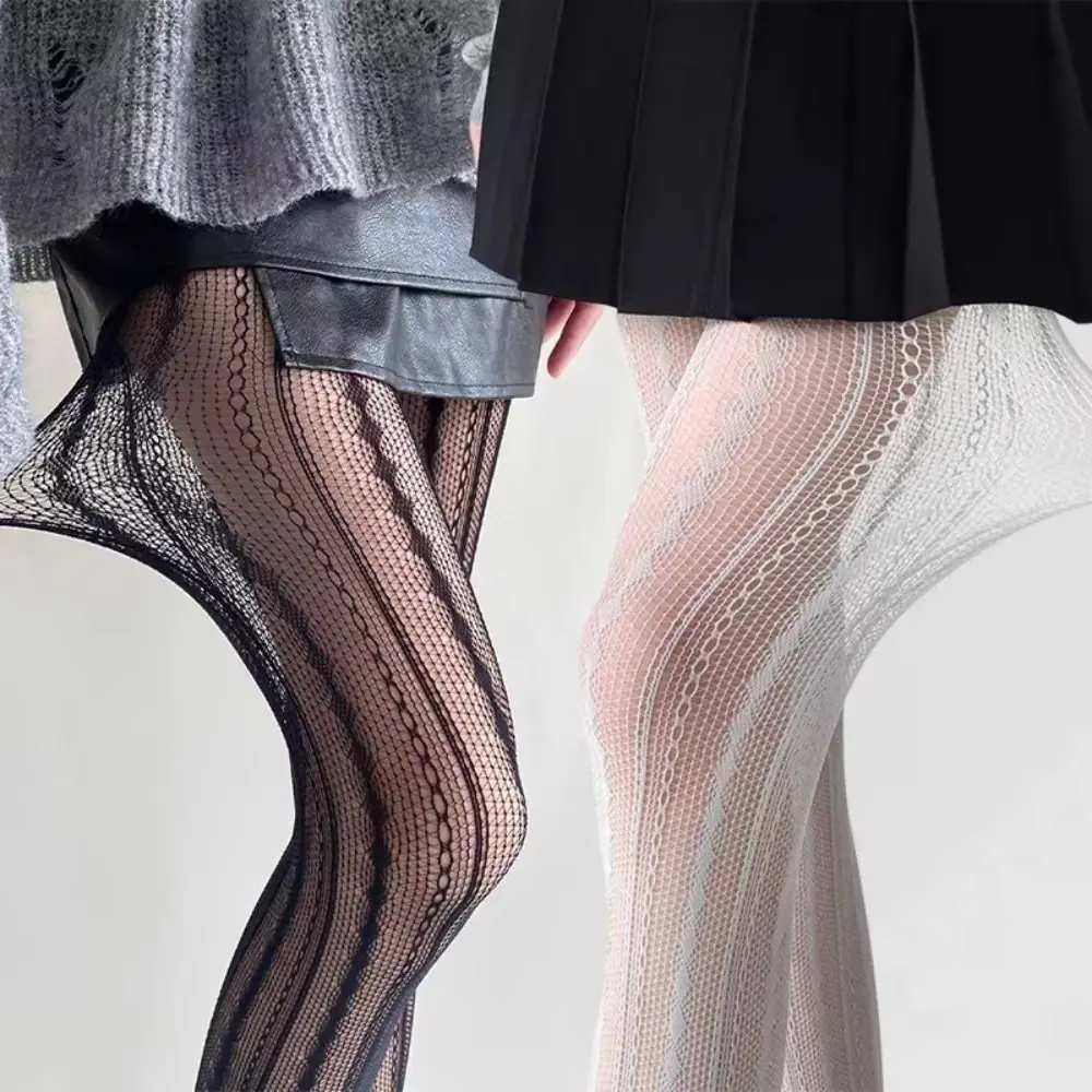 

Сексуальные полые ажурные колготки, эластичные полосатые кружевные колготки, дышащие сетчатые чулки, одежда в стиле Лолиты